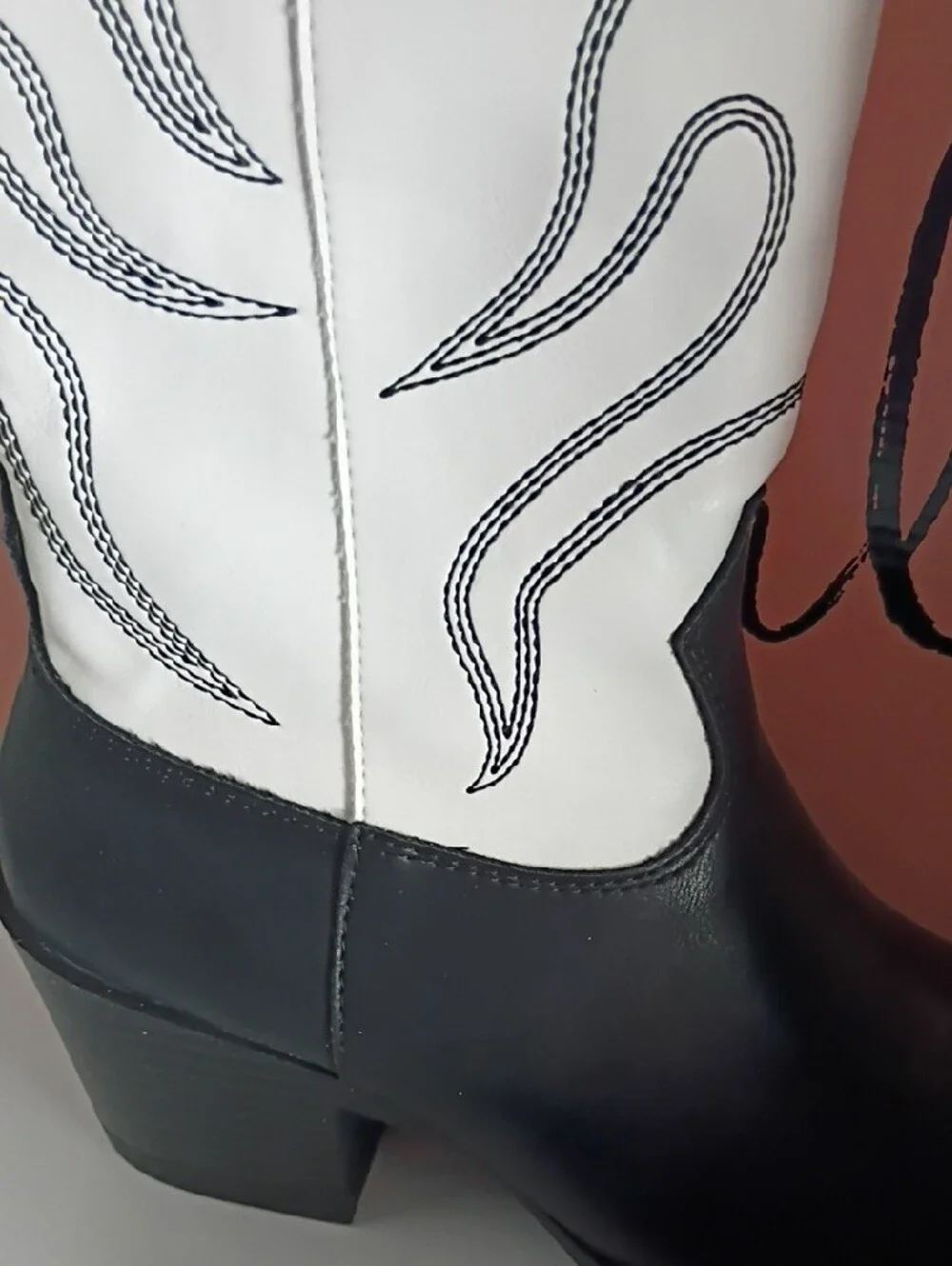 Wild Pair White and Black Over-the-Knee Western Boots